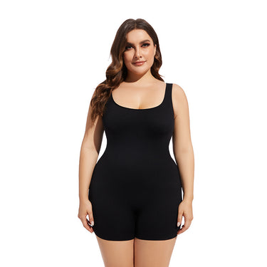 Women's body-shaping seamless ribbed four-corner jumpsuit